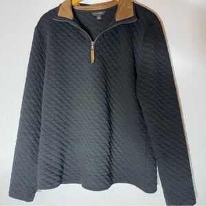 Banana Republic Sweater Small Black Quilted 1/2 Zip Mock Neck Pullover